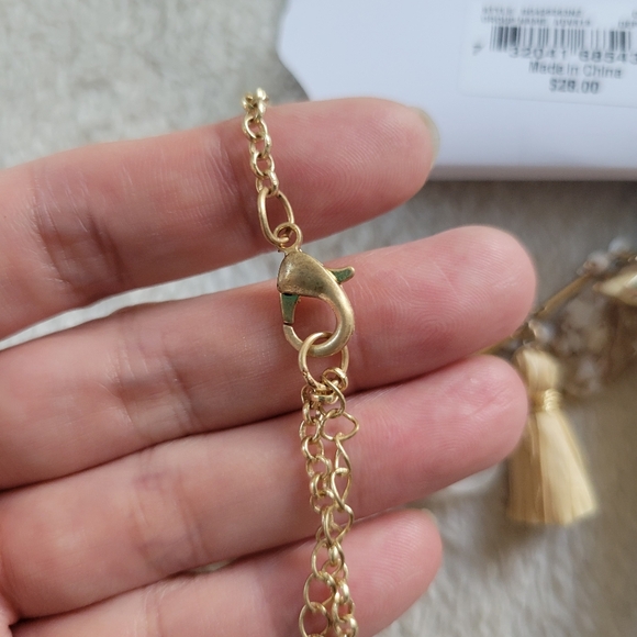 NWT Pretty Gold Tone Asymmetric Mixed Media Charm Necklace - Picture 7 of 11